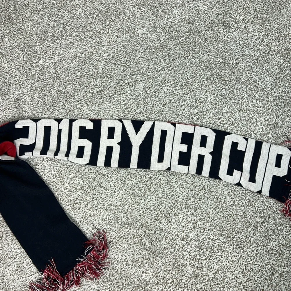 Ryder Cup Scarf Mens Womens Red Navy White Golf 2016 Striped Knit Fringe Winter